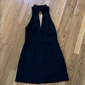 Express Black Halter Mini Dress with Front Plunge